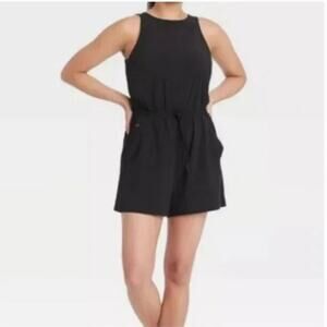 All In Motion Black Athletic Tank Short Romper with Tie Elastic Waist Size XL